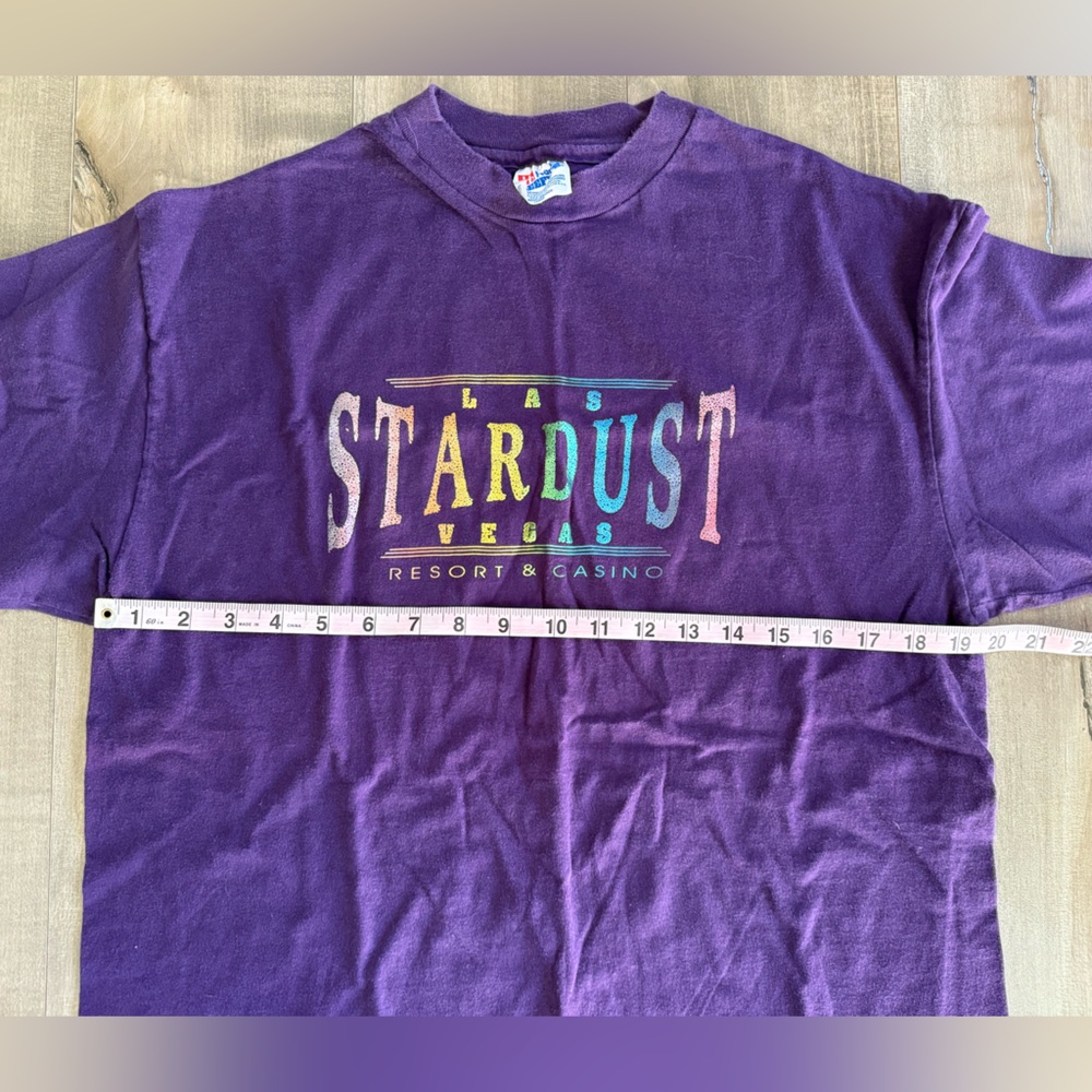 Vintage Shirt Short Sleeve Las‎ Vegas Stardust Resort Hanes Beefy-T Large Purple - Picture 9 of 10